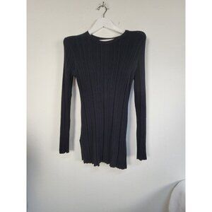 Carlisle Collection Women's Regalis Ribbed Crew Neck Top Black Size Medium NEW